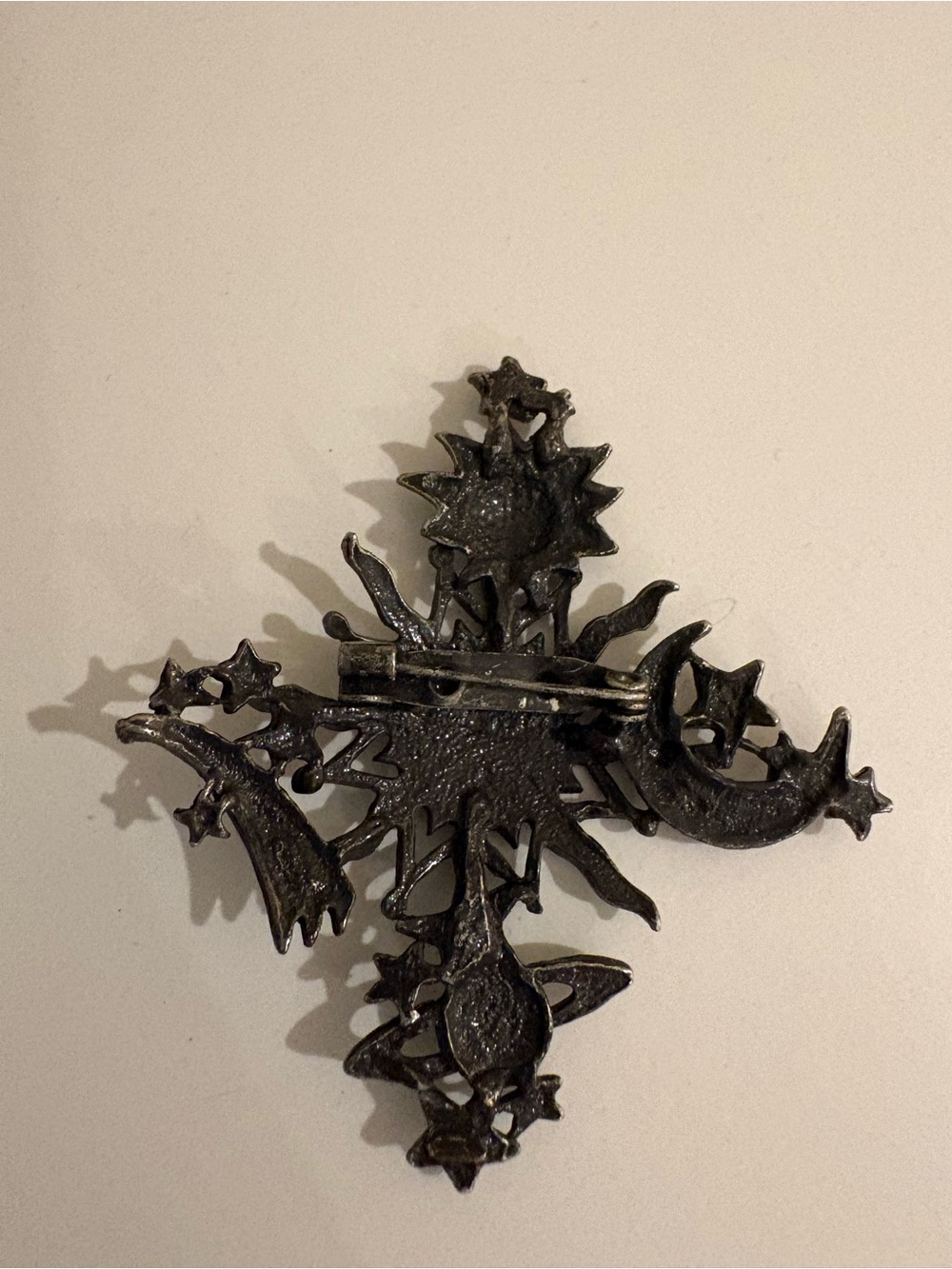 Vintage Celestial Pewter Brooch - Picture 2 of 2